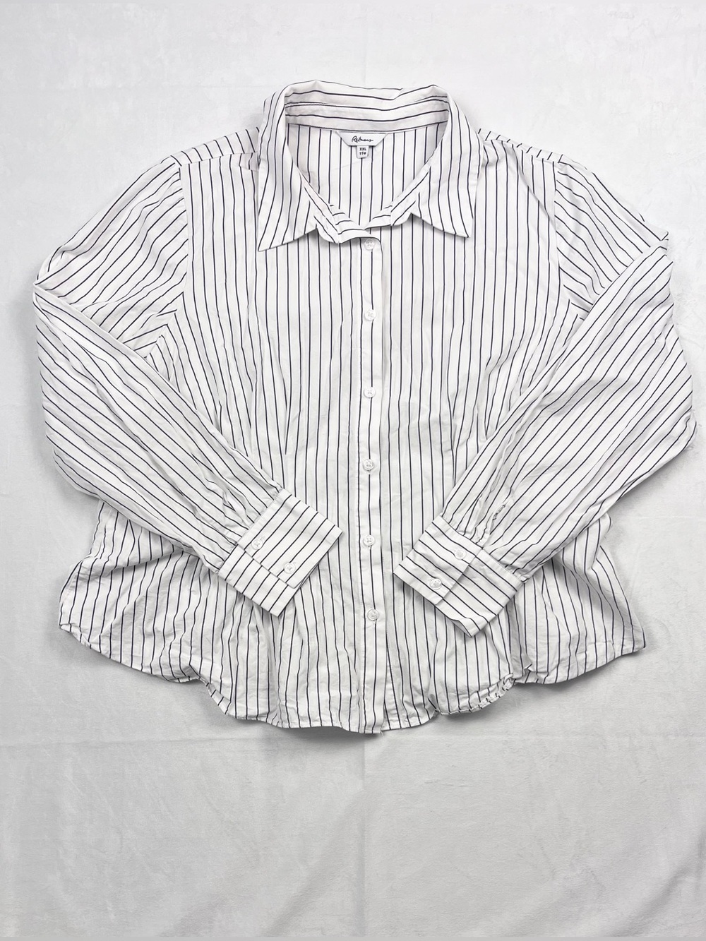 Reitmans Pinstripe Button Down Peplum Flared Hem Blouse Size XXL
